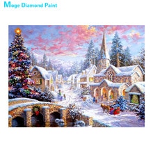 Winter Kerst Sneeuw Landschap Diamant Schilderij Kruissteek Volledige Ronde Diy 5D Home Decoratieve Scenic Mozaïek Borduurwerk