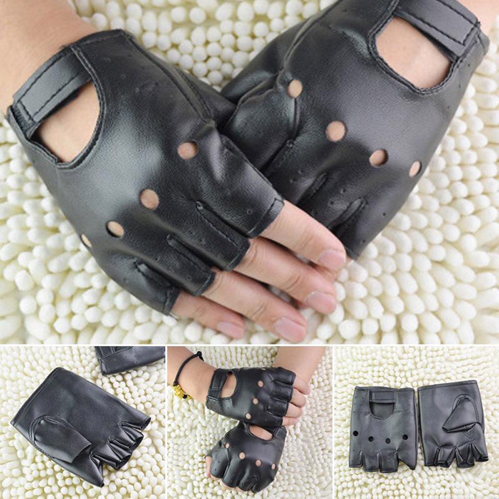 Men Outdoor gloves Black Fingerless Gloves gloves Driving Motorcycle Gloves Soft Leather Driving men Motorcycle Biker gloves