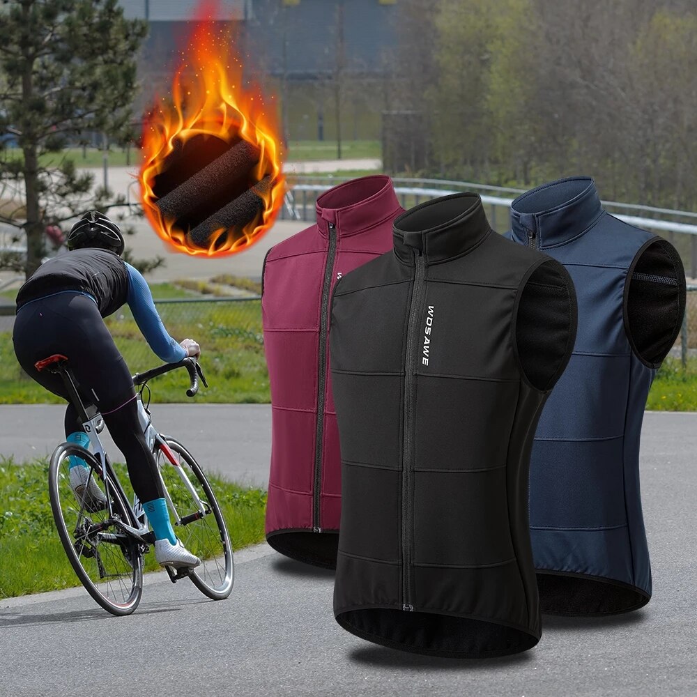 WOSAWE gilet da ciclismo invernale in mucchio termico da uomo nuovo giacca senza maniche antivento strada MTB bicicletta frangivento gilet caldo riflettente uomo