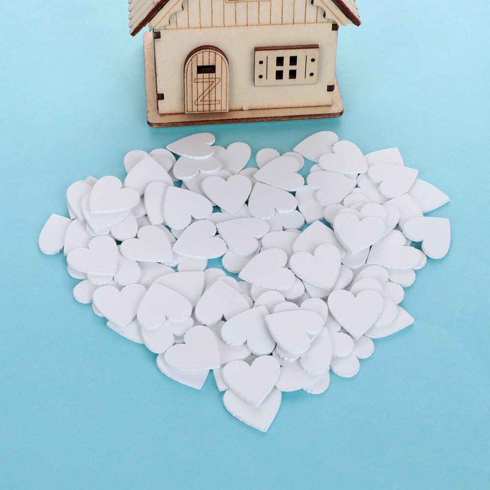 100 stk/sett natur tre gjør-det-selv-håndverk hvitt hjerte scrapbooking kunstsamling for håndlaget tilbehørssøm hjemmedekorasjon
