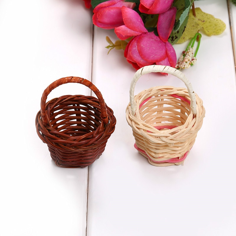 1PC Mini Rattan Weaving Storage Basket Fruit Rattan Storage Box for Cosmetics Tea Picnic Basket Organizer Kitchen Handicraft