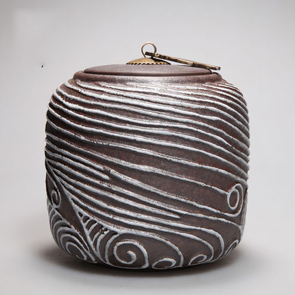 Japanese Ceramic Sealed Tea Caddy Coarse Pottery L... – Grandado - View #5