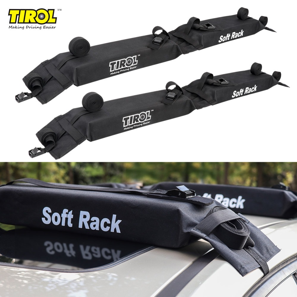 Tirol Auto Soft Roof Rack 2 Pieces/Set Luggage Black Easy Rack Load 60kgs Fold Oxford Universal Car Carrier Rack T25454b