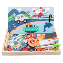 Kids Houten Speelgoed Cartoon Verkeer Magnetische Puzzel Tekening Speelgoed Board Puzzel Baby Vroege Educatief Speelgoed Voor Kinderen: Default Title