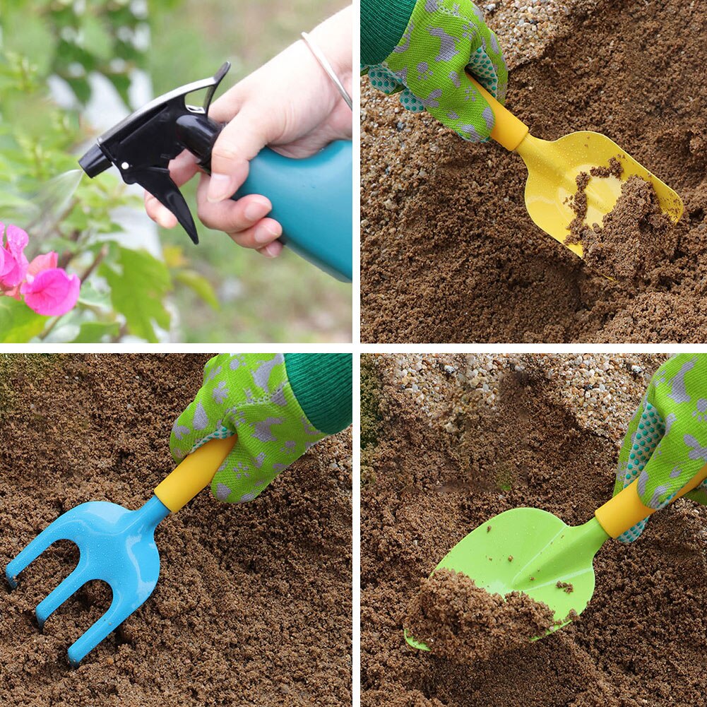 Juguete para niños, pala de jardín, mandil de herramientas, guantes de riego, minijuego de herramientas de jardinería multifuncional