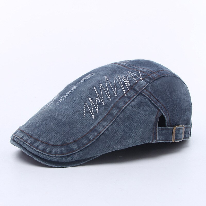 Gorras tipo boina de verano para hombres y mujeres, Bordado de letras con visera, para el Sol, para exteriores, novedad: Azul