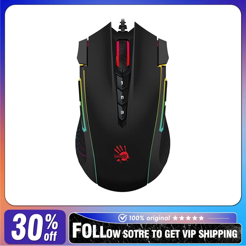 A4TECH Bloody J90s Wired Gaming Mouse RGB PAW3325 Lightweight E-sports Gamer FPS Macro Programming Mouse Pc Office