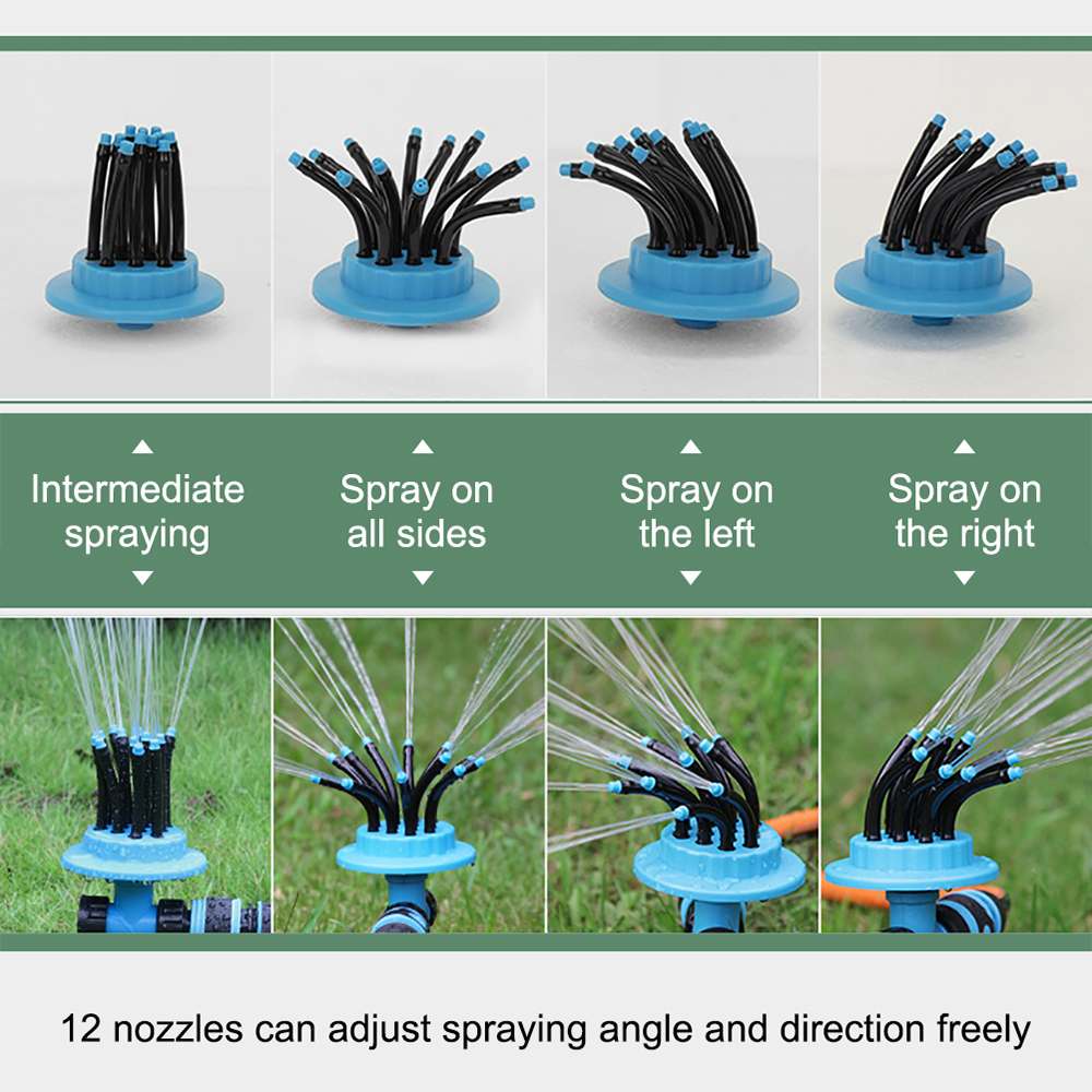 12 Heads Garden Sprinkler Drip Irrigation Set Garden Watering System Nozzle Watering Hose Gardening Tools and Equipment