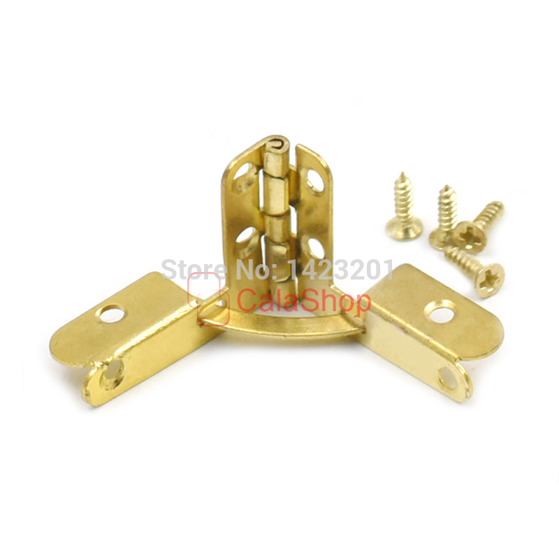 20 Pcs / Lot Metal Hinges for Wooden Jewelry Box Cabinet Drawer Furniture Folding Table With Screws Bronze Gold