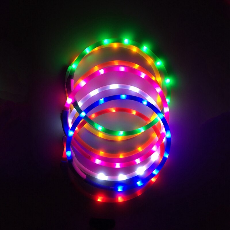 Halsband för hundar usb uppladdningsbart säkerhetsvarning silikonhalsband led-ljus lysande hundhalsband glödande hundhalsband
