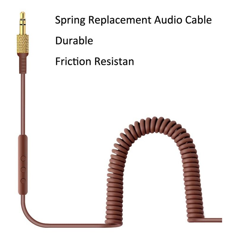 3.5Mm Male Naar Mannelijke Lente Vervanging Audio Kabel Voor Marshall Major Ii 2 Monitor Hoofdtelefoon Cords Extension Wire (bruin)