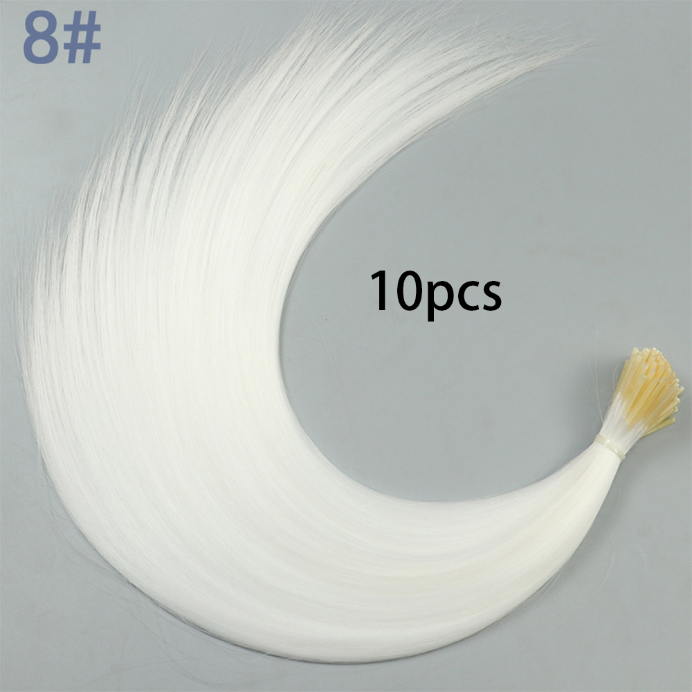 Extensiones de cabello sintético de color I-Tip Stick, pelo liso de 16 pulgadas para mujeres, alta temperatura, 10 hebras/paquete de colores: T4/27/30
