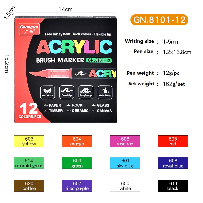 Guangna Acrylic Painting Markers Set Plumones 72/60/48/36/24/12 Colors Soft Brush Pen Marcadores Drawing Graffiti Art Supplier: Blue