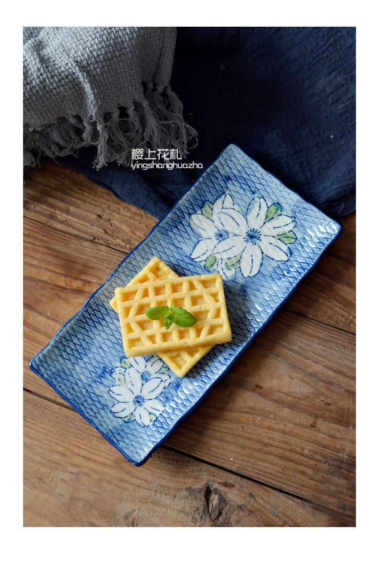 Japanese Style Sushi Plate Ceramic Tableware Rectangular Plate Hand-painted Korean Sushi Dumplings