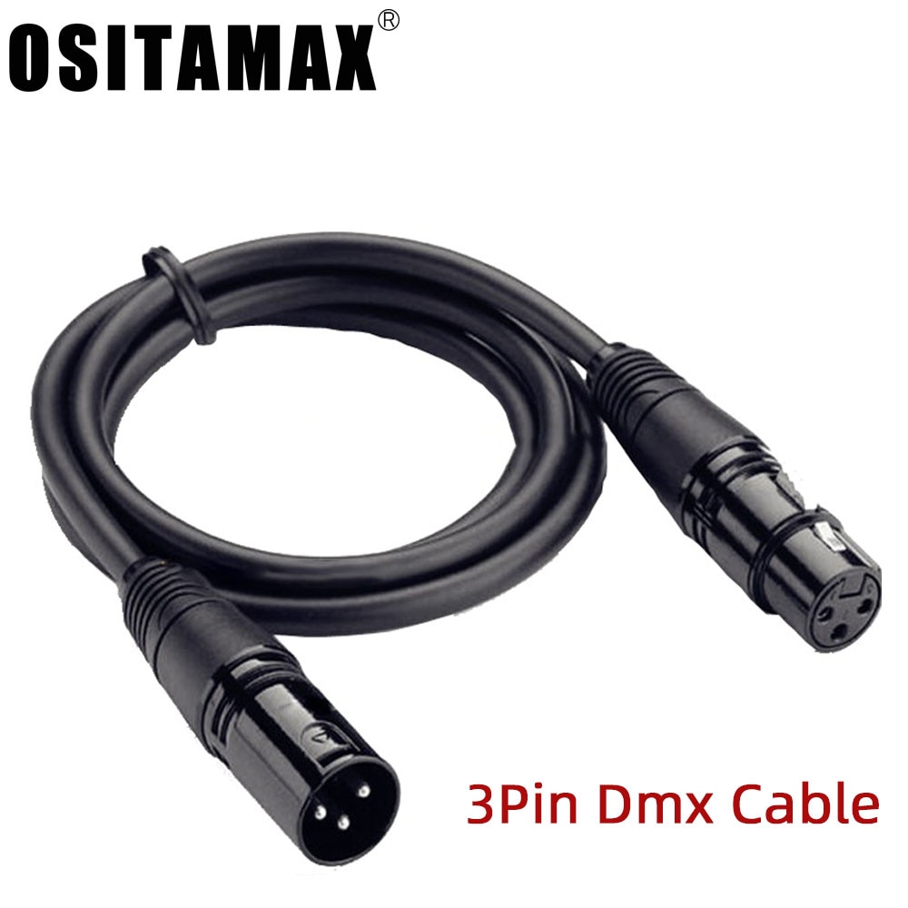 Metal Plug 3-Pin Signal DMX Cable DMX512 Stage Lighting Signal Cable LED Par Light Moving Head Light DJ Equipment 1M Dmx Cable