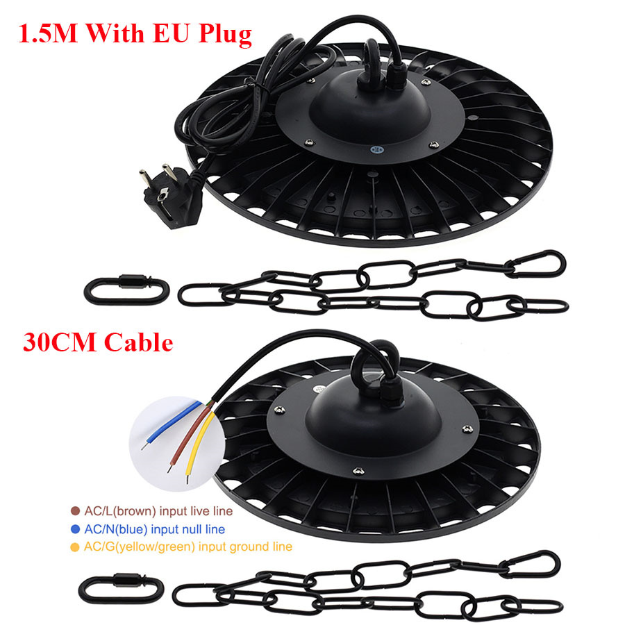 200W UFO LED High Bay Light Waterproof Warehouse Hanging Lights Aluminum Garage Factory Basement Parking Lighting Fixtures