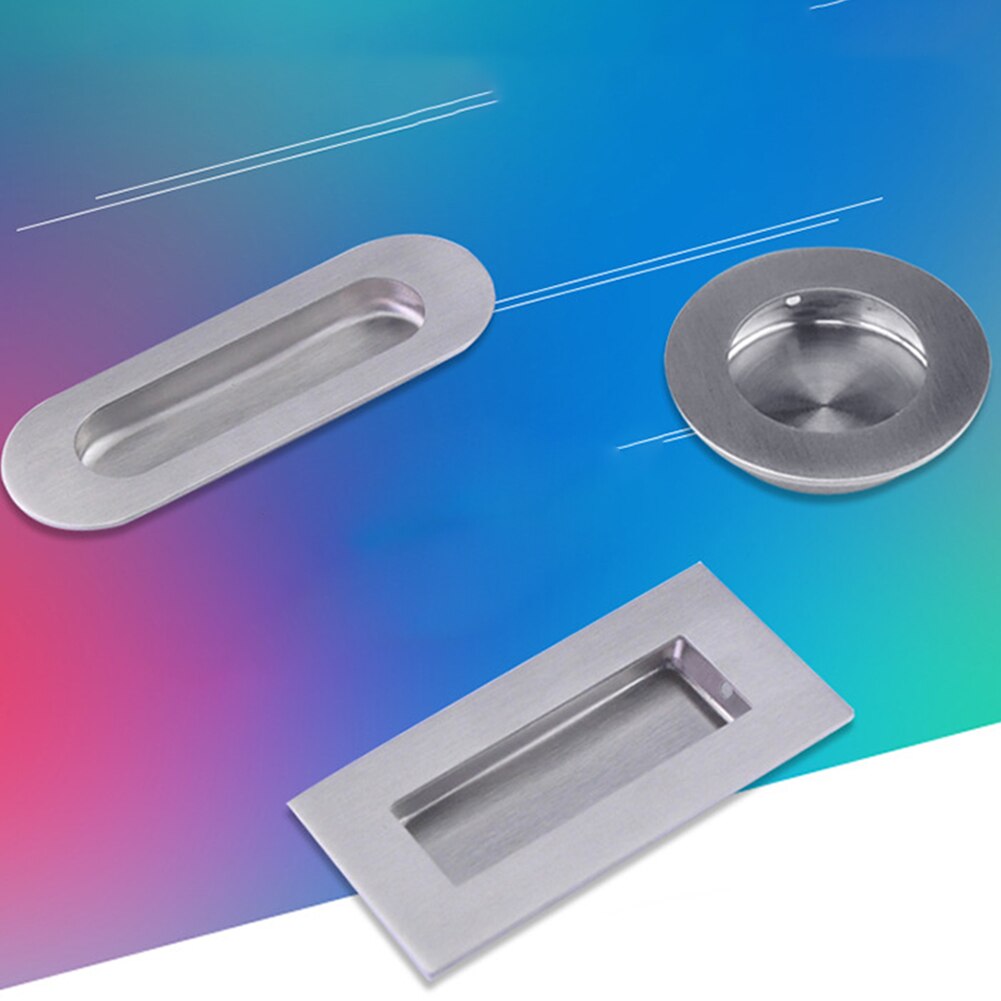 Recessed Handle Wardrobe Pulls Sliding Cupboard Drawer Stainless Steel Inset Door Knobs