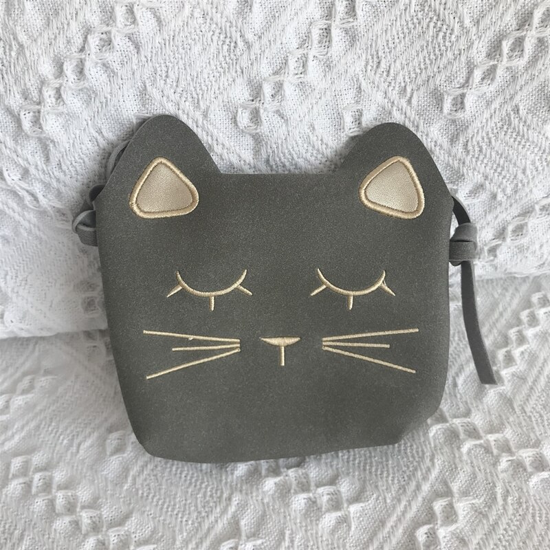 Mini Schulter Tasche mit katze jungen und mädchen der Wildleder Gurt,: hell grau