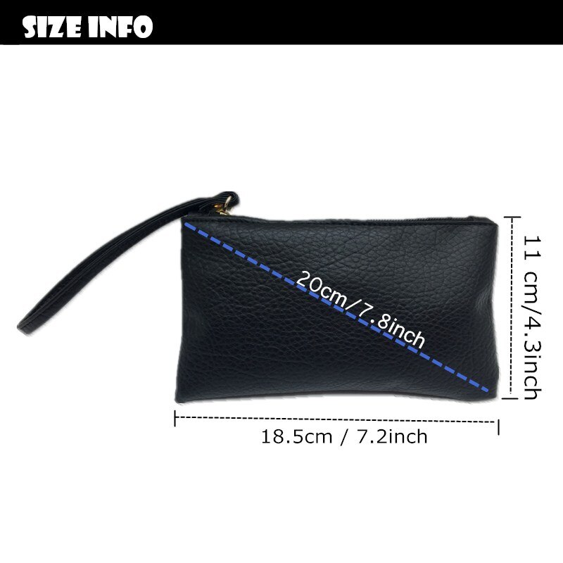 Solid Simple Mannen Vrouwen Portefeuilles Pu Lederen Tas Rits Handige Clutch Portemonnee Telefoon Sleutelhouder Polsbandje Draagbare Handtas