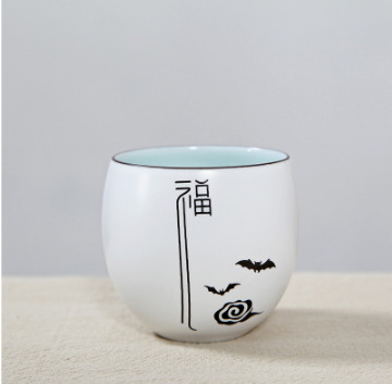 Tazas de té Zen de cerámica hecho a mano, juego de té Vintage, taza de té de porcelana blanca, taza de té maestro: B