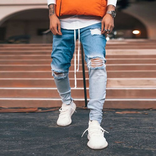 Jean homme Collection de jean zippé est à la avec un dégradé de jean déchiré: S