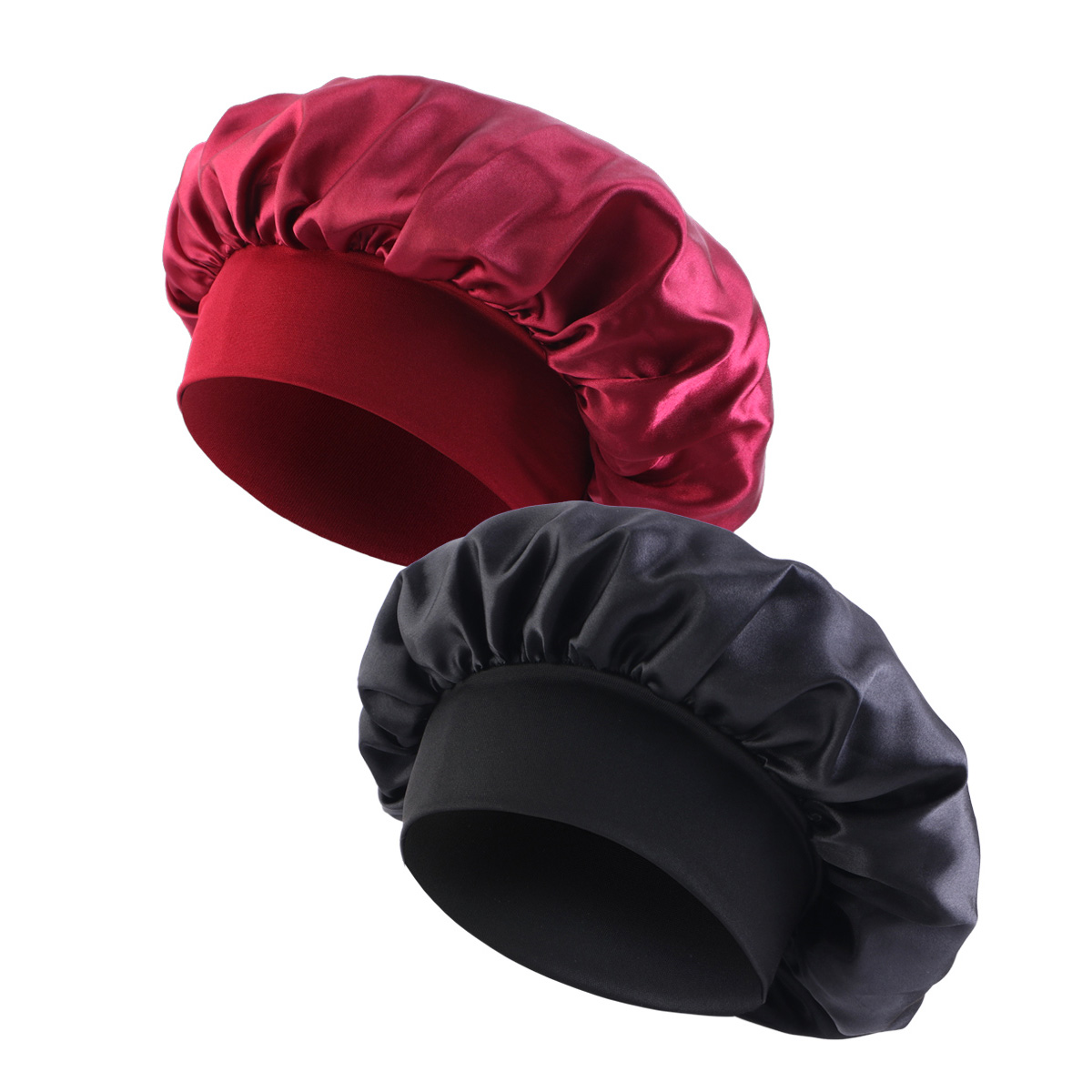Satin Wide Brim Nightcap Silky Bonnet Hair Wrap for Sleeping Sleep Cap With Elastic Soft Band Styling Cap Hair Wrapping Tool