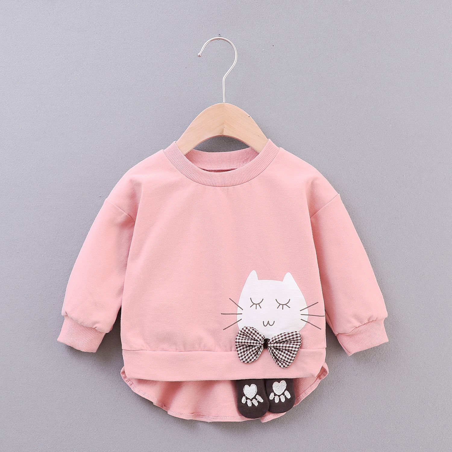 enfant en bas âge bébé fille sweats à capuche chat 4 couleurs automne manches longues haut hiver violet rose jaune Beige sweat à capuche