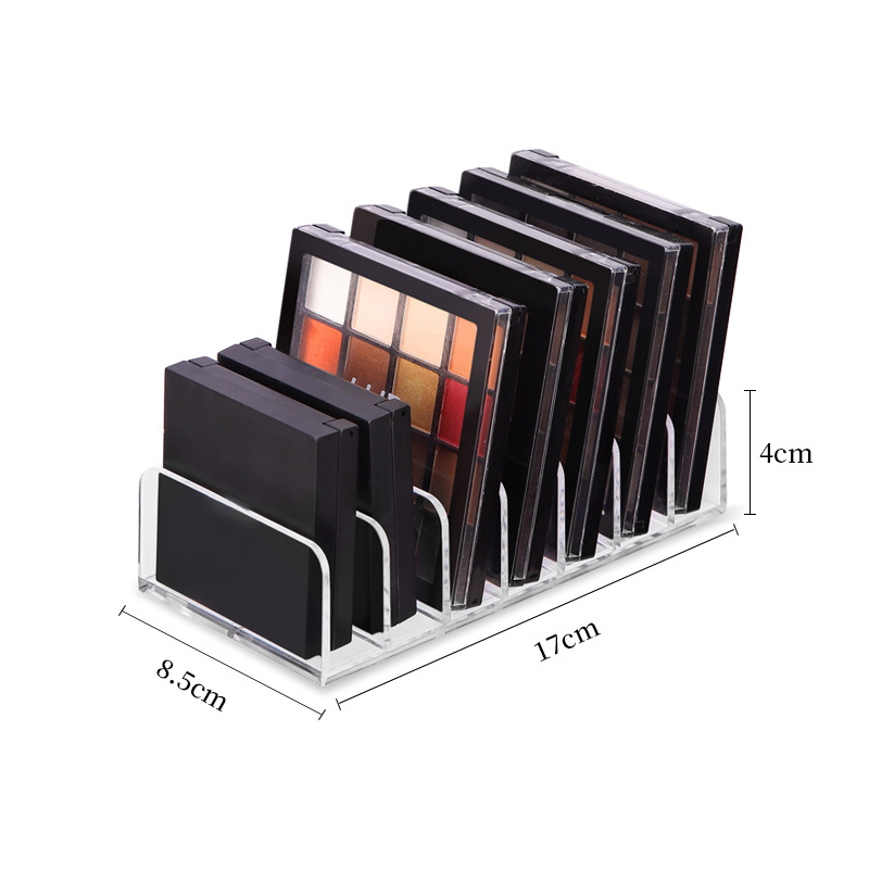 machen-hoch-Organizer, Schreibtisch-Mehrzellige Anzeige-Kasten, machen-hoch-Rouge, Kosmetik-Regal, 7 Fächer, Kunststoff-Lidschatten-Tablett, Aufbewahrungsbox: Licht Grau