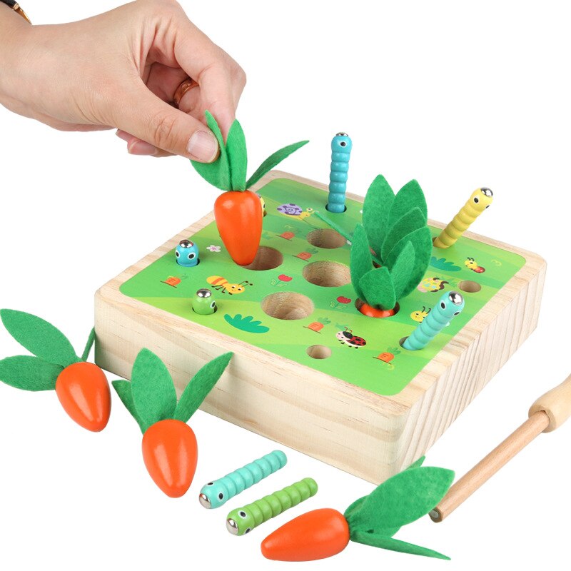 Houten radijzen speelgoed hout kinderen educatief gevecht ingevoegd wortel spel 4- jaar oude enlighten magnetische visvangst w: Default Title