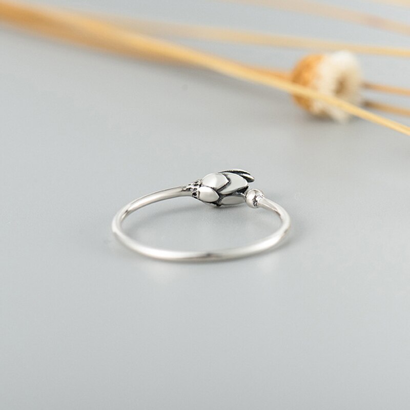 Balmora 925 schlichte, offene stapelringe aus sterlingsilber mit lotusblumenmotiv für damen, liebhaberinnen von retro-schmuck