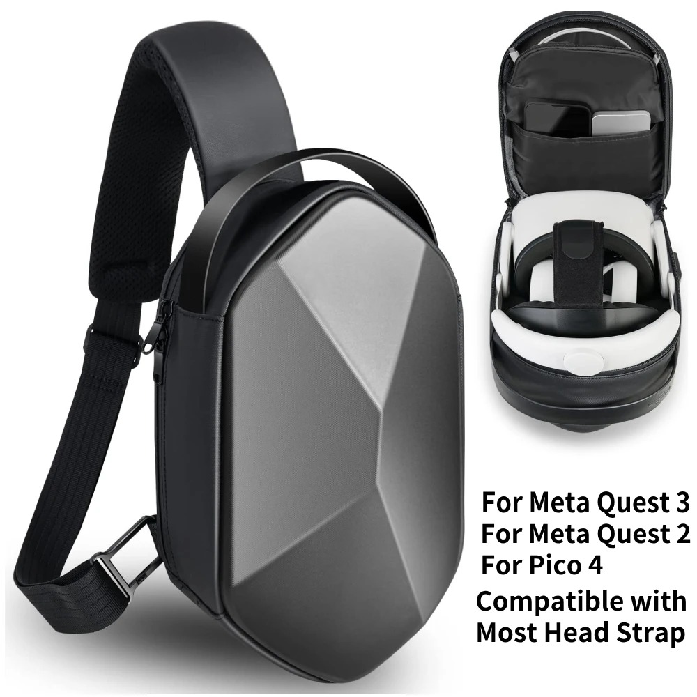 Estuche de transporte VR para Meta Quest 3 Elite, mochila cruzada con correa, bolsa de almacenamiento de viaje para accesorios Oculus Quest 2 Pico 4