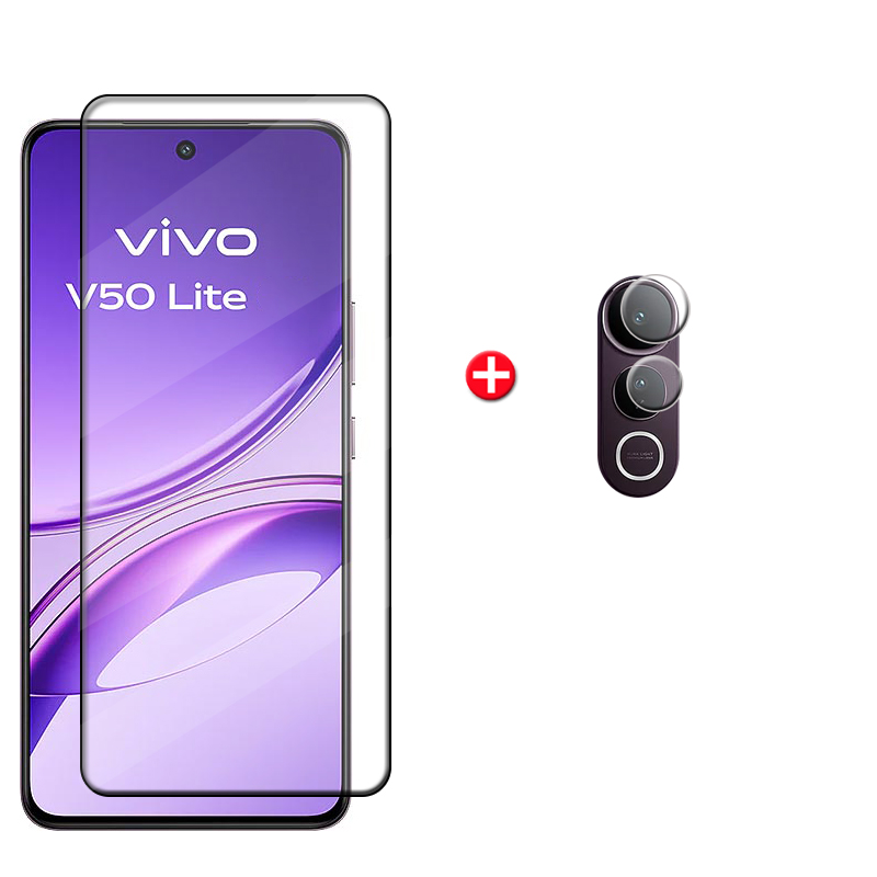Vidrio 6 en 1 para Vivo V50 Lite 5G para Vivo V50 Lite 5G vidrio templado 9H Protector de pantalla de cubierta completa Vivo V50 Lite 5G lente de cristal: royal blue