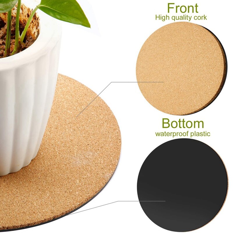 3Pcs Cork Plant Mat Plastic Plant Mat Round Plate Pad for Garden,Courtyard,Pot Mat,Indoor Outdoor and DIY Craft Project