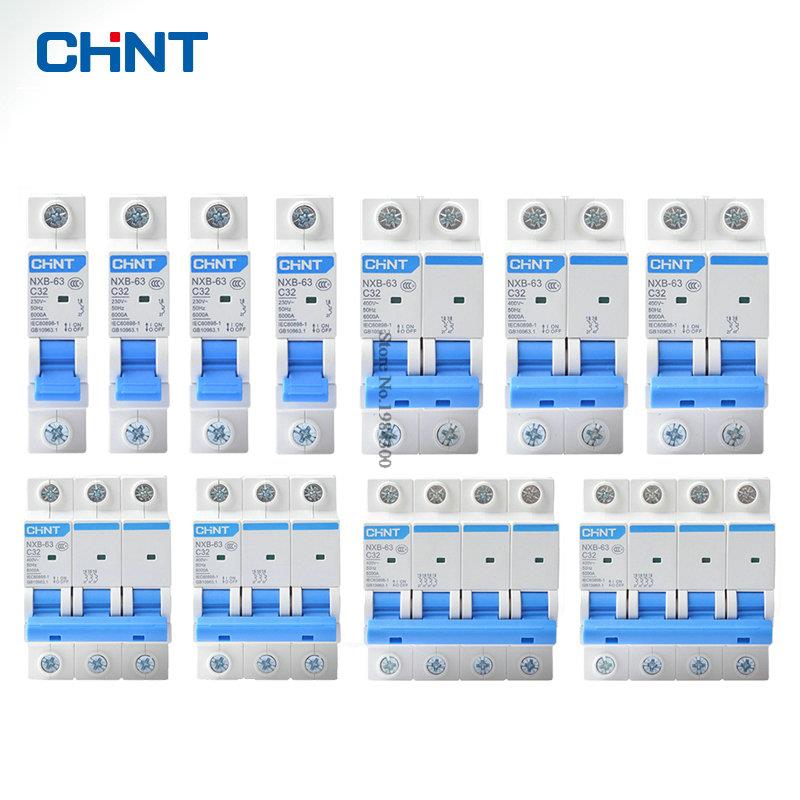CHINT NXB-63 DZ30 DZ40 EPN DPN TPN 1P 2P 3P 4P AC 230/400V Circuit Breaker MCB DIN Rail Mounting Miniature Household Air Switch