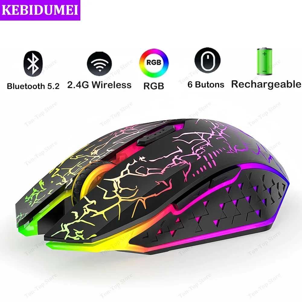 Bluetooth 5.2 Maus RGB 2,4G Drahtlose Maus Dual-Modus Gaming Maus 6 Tasten Stille Maus Für MacBook Tablet Laptops Computer