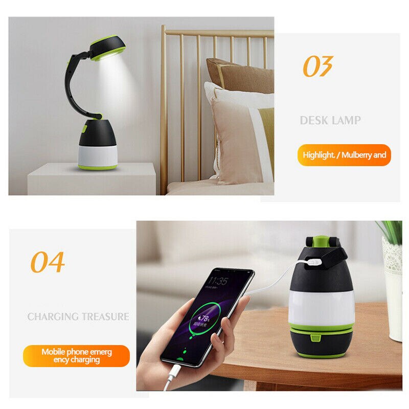 Camping nødlampe bordtelt lampe 3 in 1 led lys multifunktionel udendørs nød genopladelig lampe  lb88