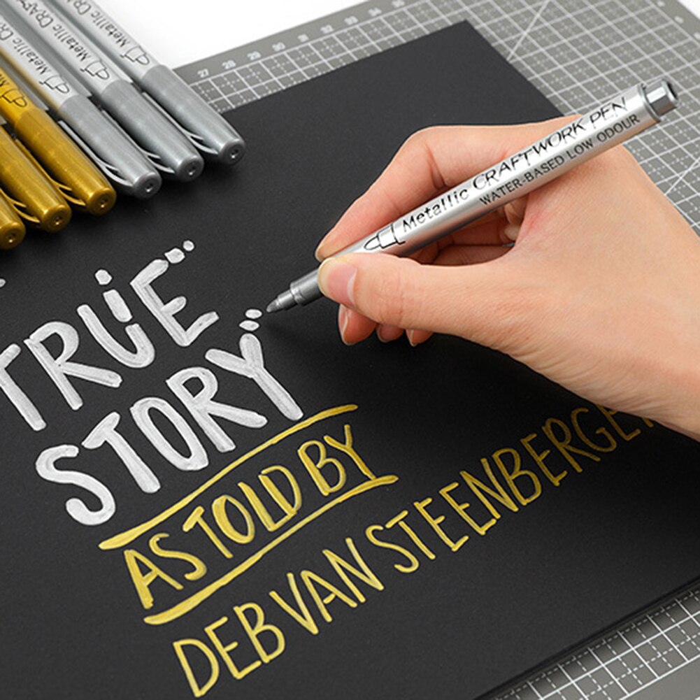 1/12pcs Waterproof Permanent Paint Marker Pens Gold Silver For Drawing Students School Office Supplies DIY Marker Craftwork Pen