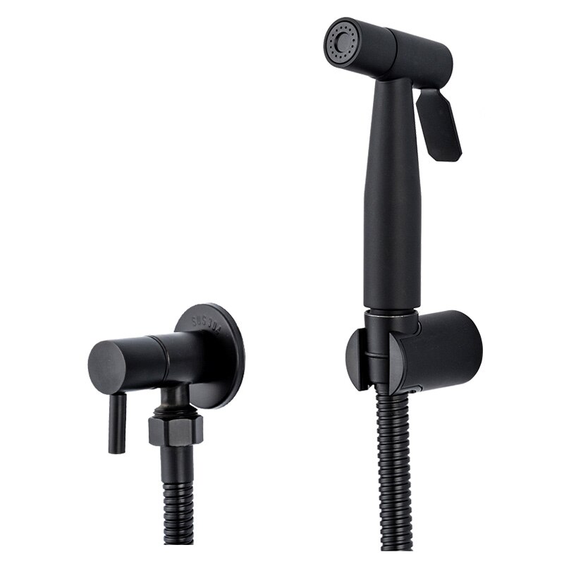 Ecofresh Bidets Zwart Badkamer Bidet Wc Kraan Bidet Koud Water Hygiënische Douche Moslim Douche Enkel Gat Draagbare Spuit: Model 2 ss pipe