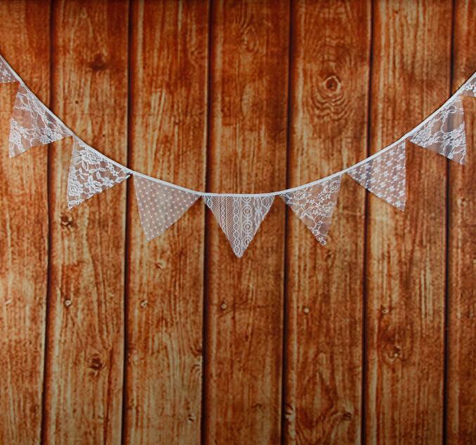 12 Triangle Flags Burlap Floral Lace Banner DIY Bunting Garland Rustic for Wedding Background Birthday Party Home Decoration: 2