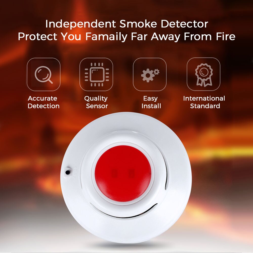 Household Independent Photoelectric Smoke Alarm Wireless Smoke Detector Fire Smoke Alarm Detector Home Security Protection