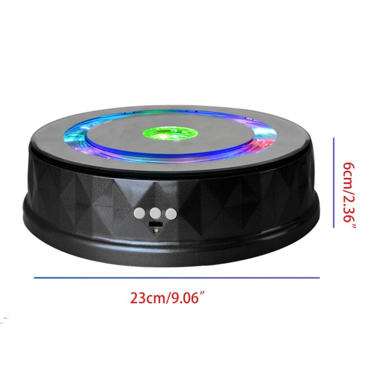 Elektrisk platespiller vise stativ fargerikt lys 360 ° roterende bord ur armbånd smykker holder til foto rekvisitter
