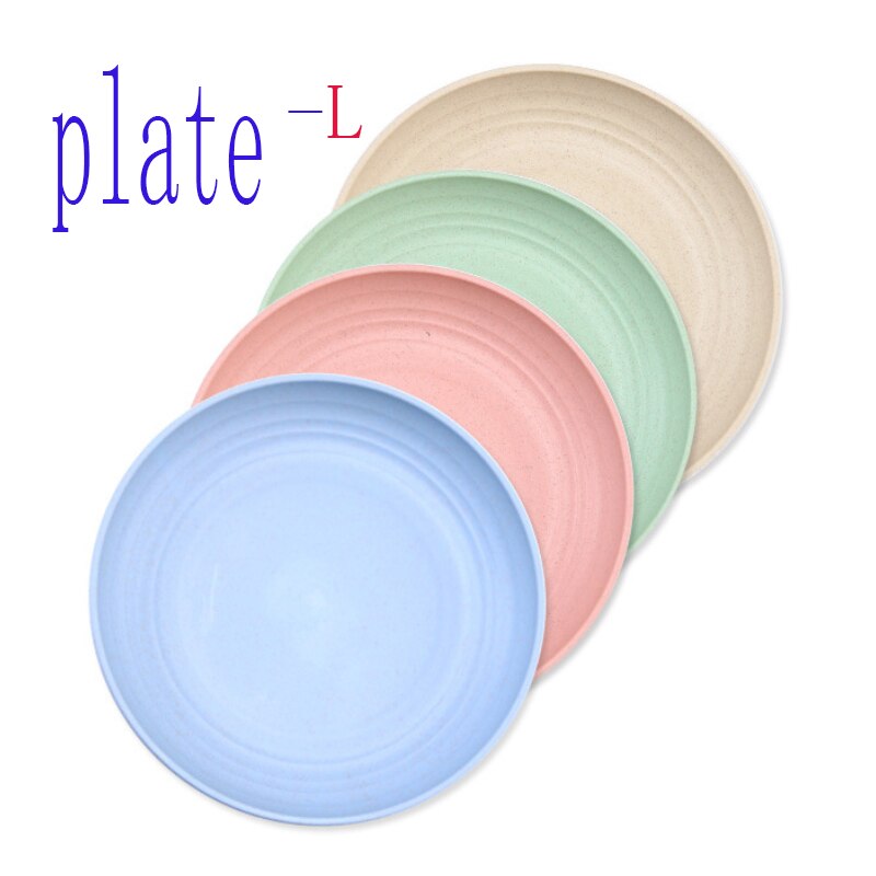 4 unids/set creativa pura paja de trigo Natural postre plato Multi-función de plástico de alimentos plato postre cocina placa bandeja: 4pc L