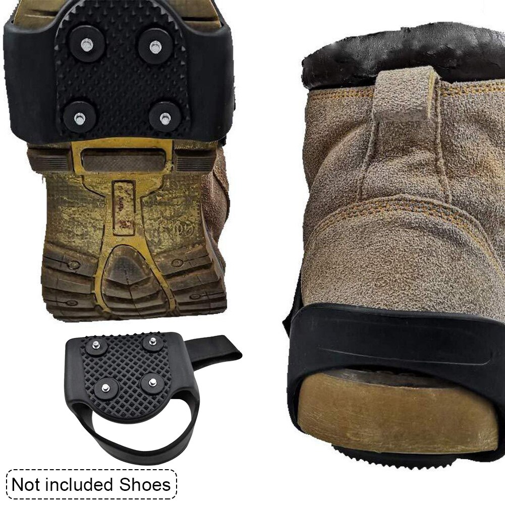 1pair 4 Studs Safety Outdoor Climbing Spikes Hiking Ice Gripper Winter Accessory Crampon Shoe Cover Non Slip Snow Walking Sports