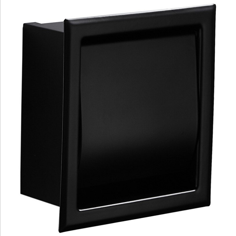 Modern Wall Mount Matte Black Toilet Paper Holder Bathroom Black Roll Paper Box Embedded Tissue Holder