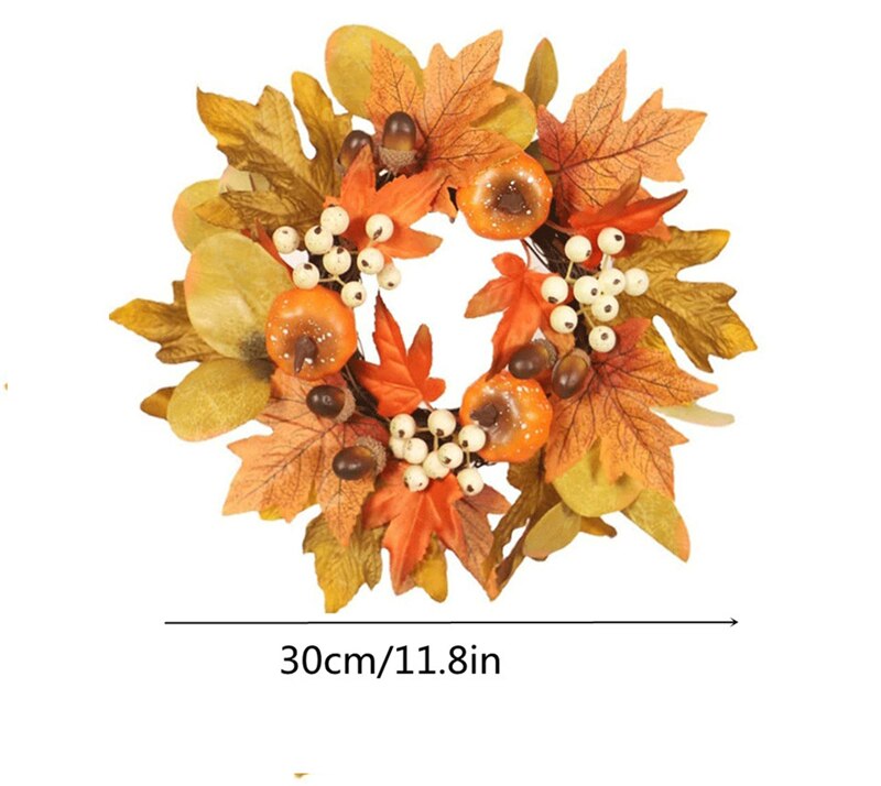 30cm wieniec na Halloween sztuczny liść klonu wieniec z dyni Halloween dekoracja drzwi świędo dziękczynienia wieniec jesienny