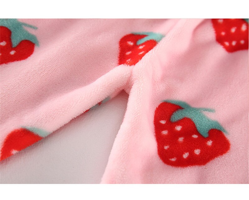 Pajamas for Toddler Girl Strawberry Flannel Pijamas Kids Warm Sets Baby Sleepers Teens Winter Sleepwear Nightgown Nightclothes 5
