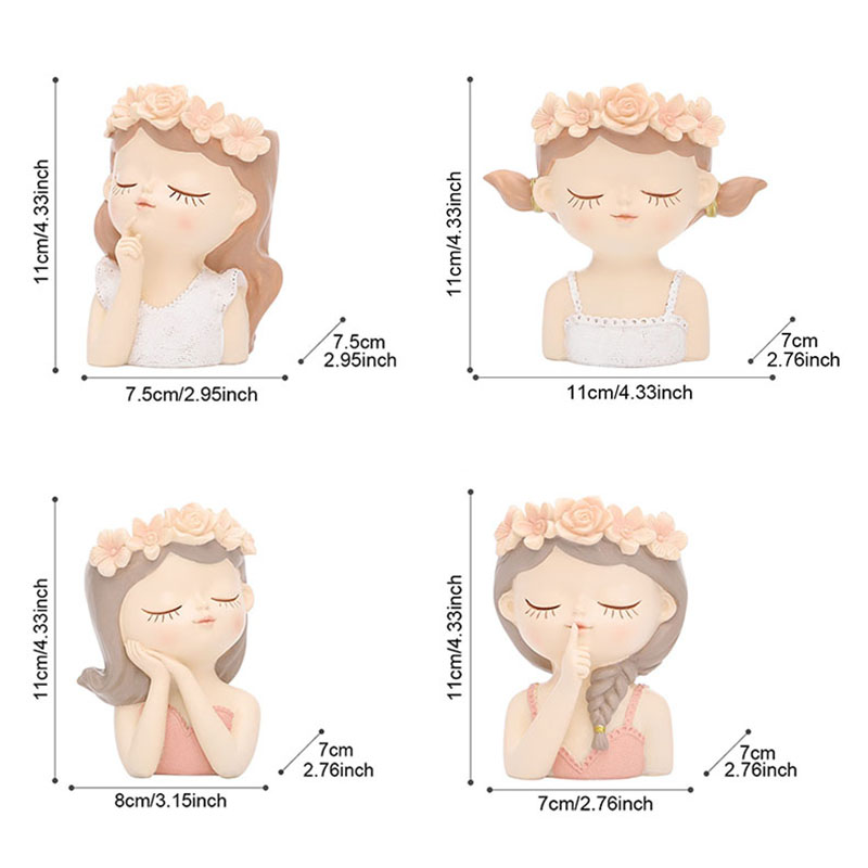Florero con escultura de cabeza humana para mujer, accesorio de almacenamiento con de dibujos animados, belleza, artesanía, ornamento, retrato fresco, macetas, accesorios para el hogar