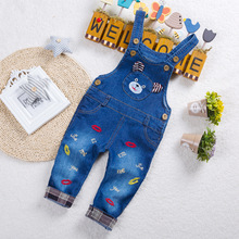 1-4 t Kids Jeans Jongens Meisjes Denim Overalls Kind Jarretel Jeans Broek Casual Mode Kinderen Algehele Jeans gat Retail