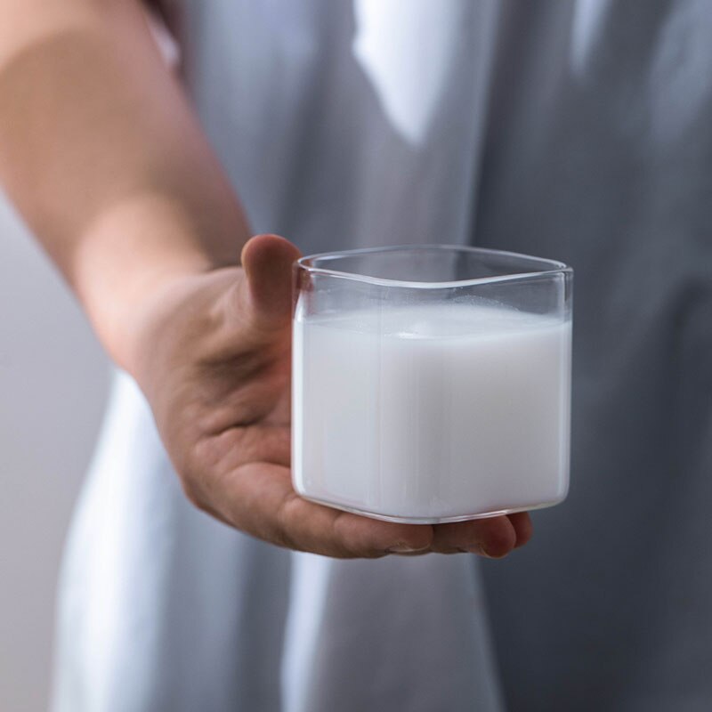 Square Glass Cup Juice Coffee Milk Dispenser Container Kitchen Drinkware High Temperature Resistant Glass
