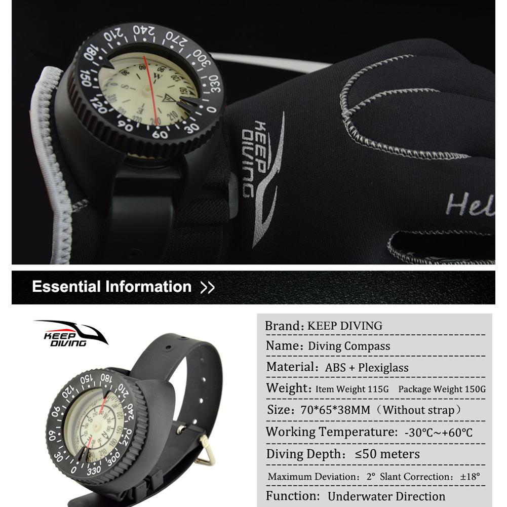 Duiken Kompas Waterdicht Noctilucent Display Horloge Kompas Op Voor Water Sport Scuba Zwemmen Snorkelen Kompas Gids
